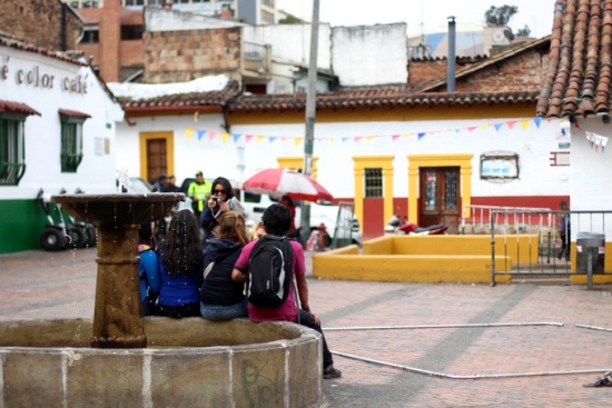 Plaza with fountain, Bogota, Colombia